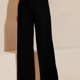 Women Regular Fit Black Lycra Blend Trousers-image-6