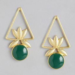 Anouk Gold-Plated Artificial Stones Geometric Drop Earrings image 2