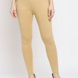 Ethnicity Women Beige Solid Ankle-Length Leggings-image-67