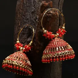 ANIKAS CREATION Gold-Plated Dome Shaped Jhumkas Earrings-27