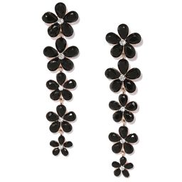 DressBerry Gold-Plated And Black Artificial Stones Contemporary Drop Earrings-picture-9