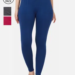 BUY NEW TREND Women Pack Of 3 Solid Ankle-Length Cotton Leggings-image-35