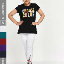 IndiWeaves Girls Pack Of 5 Printed Pure Cotton Ankle Length Leggings-picture-14