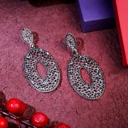 Adwitiya Collection Silver Plated Classic Drop Earrings-44