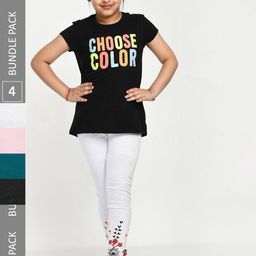 IndiWeaves Girls Pack Of 4 Printed Pure Cotton Ankle Length Leggings-image-55