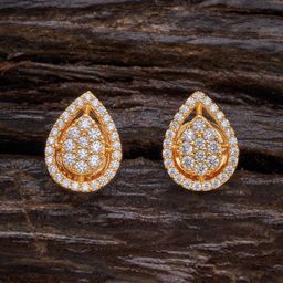 Kushal's Fashion Jewellery White & Gold-Toned Teardrop Shaped Studs Earrings-57