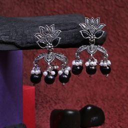 Adwitiya Collection Silver-Plated Classic Jhumkas Earrings-20