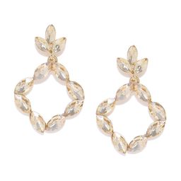 DressBerry Gold-Plated Artificial Stones Contemporary Drop Earrings-11
