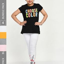 IndiWeaves Girls Pack Of 4 Printed Pure Cotton Ankle Length Leggings-image-87