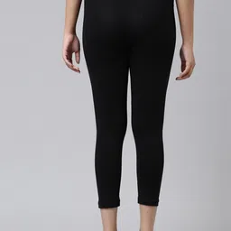 Go Colors Girls Black Solid Three Fourth Length Leggings-image-9