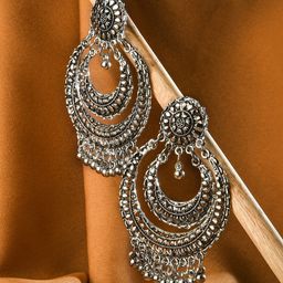 Fida Crescent Shaped Oxidised Chandbalis Earrings-58