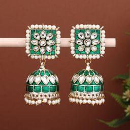 Anvik Gold-Plated Classic Enamel Jhumkas-45