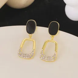 VAGHBHATT Gold Plated Rhinestone Stone Studded Drop Earrings-56