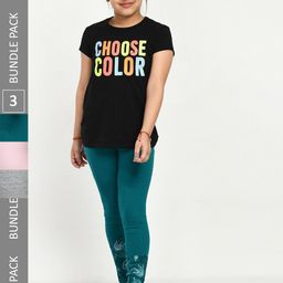 IndiWeaves Girls Pack Of 4 Printed Pure Cotton Ankle Length Leggings-image-90