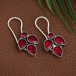 Anvik Silver-Plated Contemporary Oxidised Drop Earrings-12