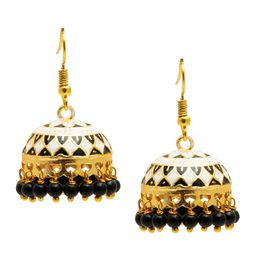 Shining Jewel - By Shivansh Gold-Plated Dome Shaped Kundan Jhumkas Earrings-33