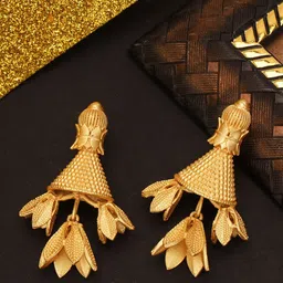 CELEBRAVO Brass-Plated Floral Drop Earrings-47