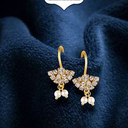 Vighnaharta Gold-Plated Artificial Beads Teardrop Shaped Bugadi Earrings-10