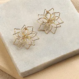 ToniQ Gold-Plated Floral Studs Earrings-39