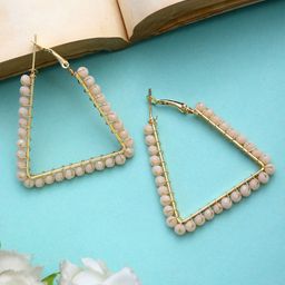 Mali Fionna Gold-Plated Crystals Studded Triangular Hoop Earrings-10