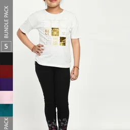 IndiWeaves Girls Pack Of 5 Printed Skin friendly dyes Pure Cotton Ankle Length Leggings-image-92