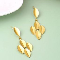 VIRAASI Geometric Leaf Design  Drop Earrings-19