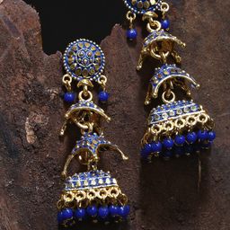 ANIKAS CREATION Gold Plated Dome Shaped Jhumkas Earrings-84