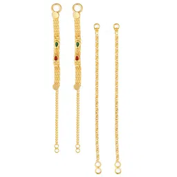 Vighnaharta Set Of 2 Gold-Plated Floral Ear Chains-24