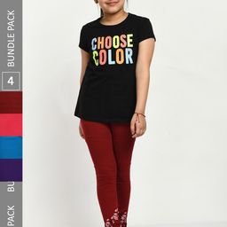 IndiWeaves Girls Pack Of 4 Printed Pure Cotton Ankle Length Leggings-image-62