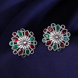THE AAB STUDIO Silver-Plated Circular Studs Earrings-20