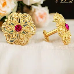 Vighnaharta Gold-Plated Floral Jhumkas Earrings-36