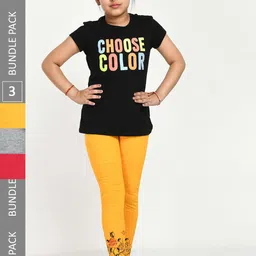 IndiWeaves Girls Pack Of 3 Printed Skin friendly dyes Pure Cotton Ankle Length Leggings-image-22