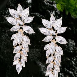 DressBerry Gold-Plated Artificial Stones Contemporary Drop Earrings-18