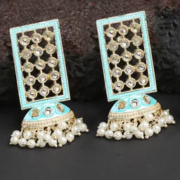 KARATCART Gold-Plated Kundan Dome Shaped Jhumkas Earrings-55