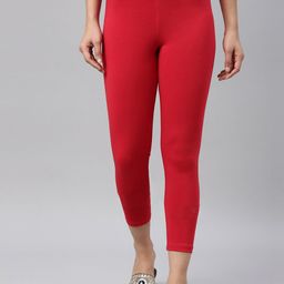 Go Colors Plus Size Slim-Fit Three-Fourth Length Leggings-2