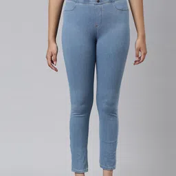 Go Colors Girls Blue Ankle Length Jeggings-image-69