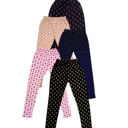 IndiWeaves Girls Pack of 5 Printed Cotton Ankle-Length Leggings-image-68