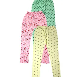 IndiWeaves Girls Pack of 3 Printed Super Soft Pure Cotton Ankle-Length Leggings-image-43