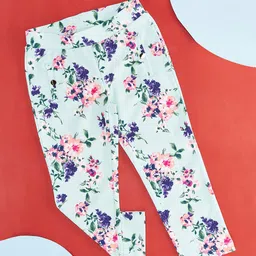 Pantaloons Junior Girls Floral Printed Cotton Ankle-Length Leggings-image-23