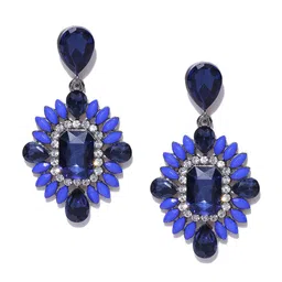 DressBerry Silver-Plated Contemporary Stone Studded Drop Earrings-image-96