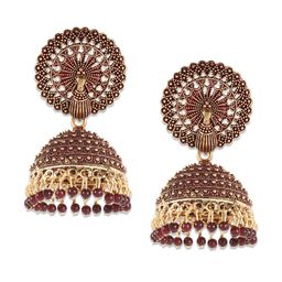 Jazz and Sizzle Gold Plated Peacock Shape Jhumkas Earrings-image-72
