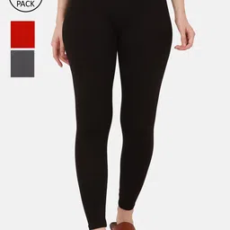 BUY NEW TREND Pack Of 3 Women Solid Ankle Length Leggings-image-93