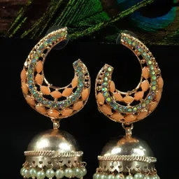 FEMMIBELLA Gold-Plated Dome Shaped Jhumkas Earrings-38