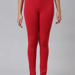 Go Colors Girls Red Solid Ankle Length Legging-image-12