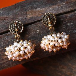 ANIKAS CREATION Gold-Plated Contemporary Jhumkas Earrings-image-91