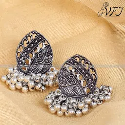 Vighnaharta Gold-Plated Floral Drop Earrings-image-76
