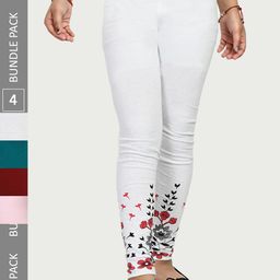 IndiWeaves Girls Pack Of 4 Comfort-Fit Pure Cotton Ankle-Length Leggings-image-68