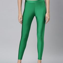 TWIN BIRDS Women Green Solid Shimmer Ankle-Length Leggings-picture-36
