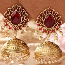 KARATCART Gold Plated Kundan Jhumkas-21
