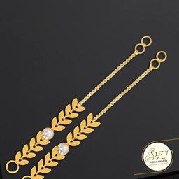 Vighnaharta Set Of 2 Gold-Plated Contemporary Ear Chains-16